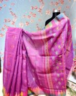 Shiuli Floral Dual-Tone Pink Monipuri Saree